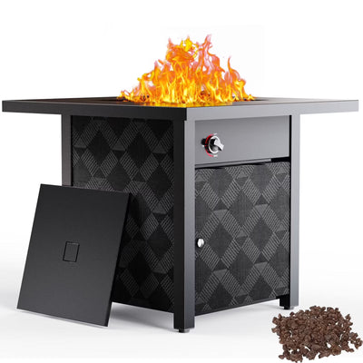 32" Propane Fire Pit, 50,000 BTU Square Gas Fire Pit Table for Patio Garden Party with Lava Rocks, Removable Lid, Csa-Certified