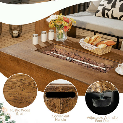 48 X 27 Inch Outdoor Gas Fire Pit Table 50,000 BTU with Lava Rocks and Cover