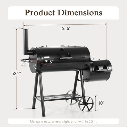 Heavy Duty BBQ Charcoal Grill with Offset Smoker Overlarge 941 Sq.In. Cooking Area