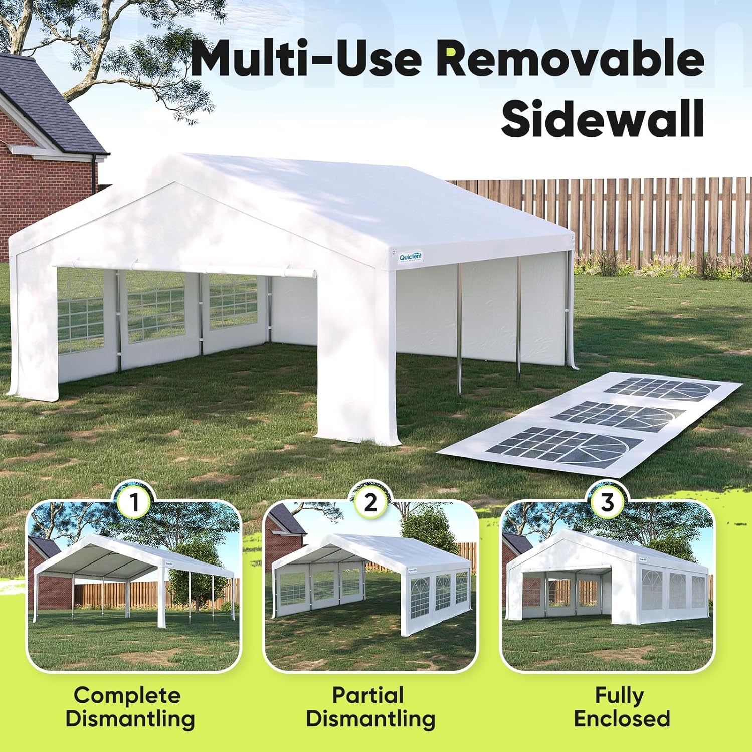 20X20Ft Heavy Duty Party Tent with Church Windows, Outdoor Event Shelter Tent for Parties, Wedding, Carport, Canopy, BBQ