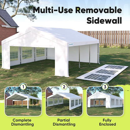 20X20Ft Heavy Duty Party Tent with Church Windows, Outdoor Event Shelter Tent for Parties, Wedding, Carport, Canopy, BBQ