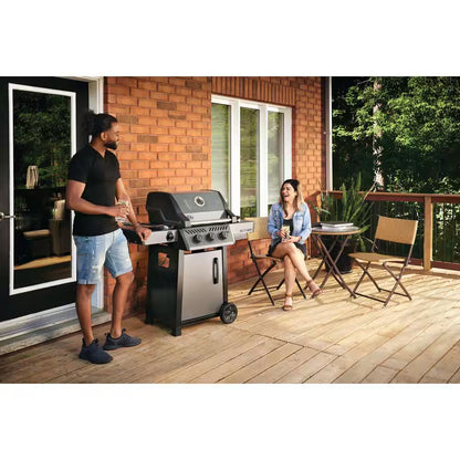 Freestyle 365 3-Burner Propane Gas Grill in Graphite Grey with Cast Iron Cooking Grids