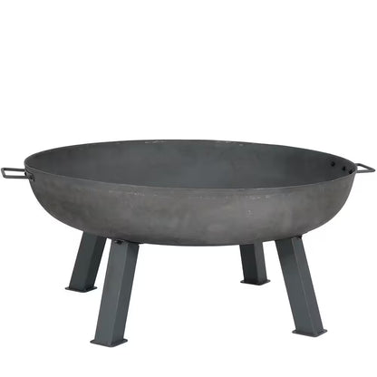34 In. X 15 In. round Cast Iron Wood Burning Fire Pit Bowl in Steel
