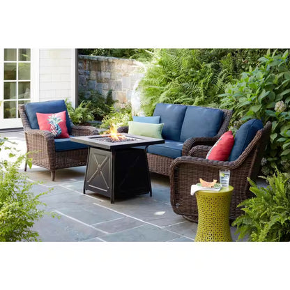 Crossridge 30.00 In. W 50000 BTU Coating Steel Propane Outdoor Fire Pit Table with Lava Rocks and Screen