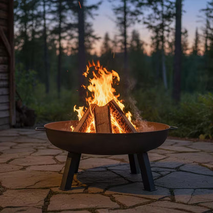 34 In. X 15 In. round Cast Iron Wood Burning Fire Pit Bowl in Steel