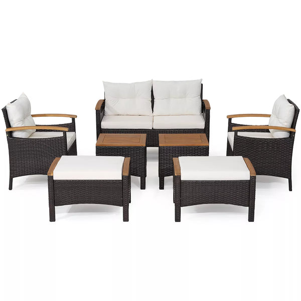 7PCS Patio Rattan Furniture Set with Cushions