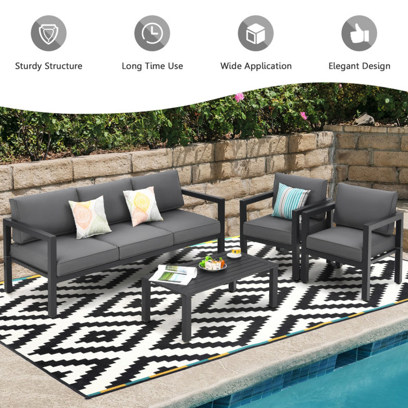 4 Pieces Outdoor Furniture Set for Backyard and Poolside