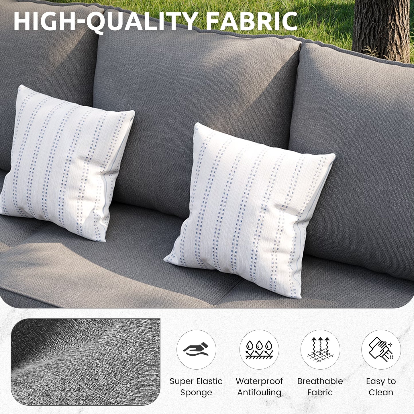 Aluminum Patio Furniture,Outdoor Metal Sectional Sofa with Table and Waterproof Covers,White Modern Patio Furniture Set for Garden Backyard