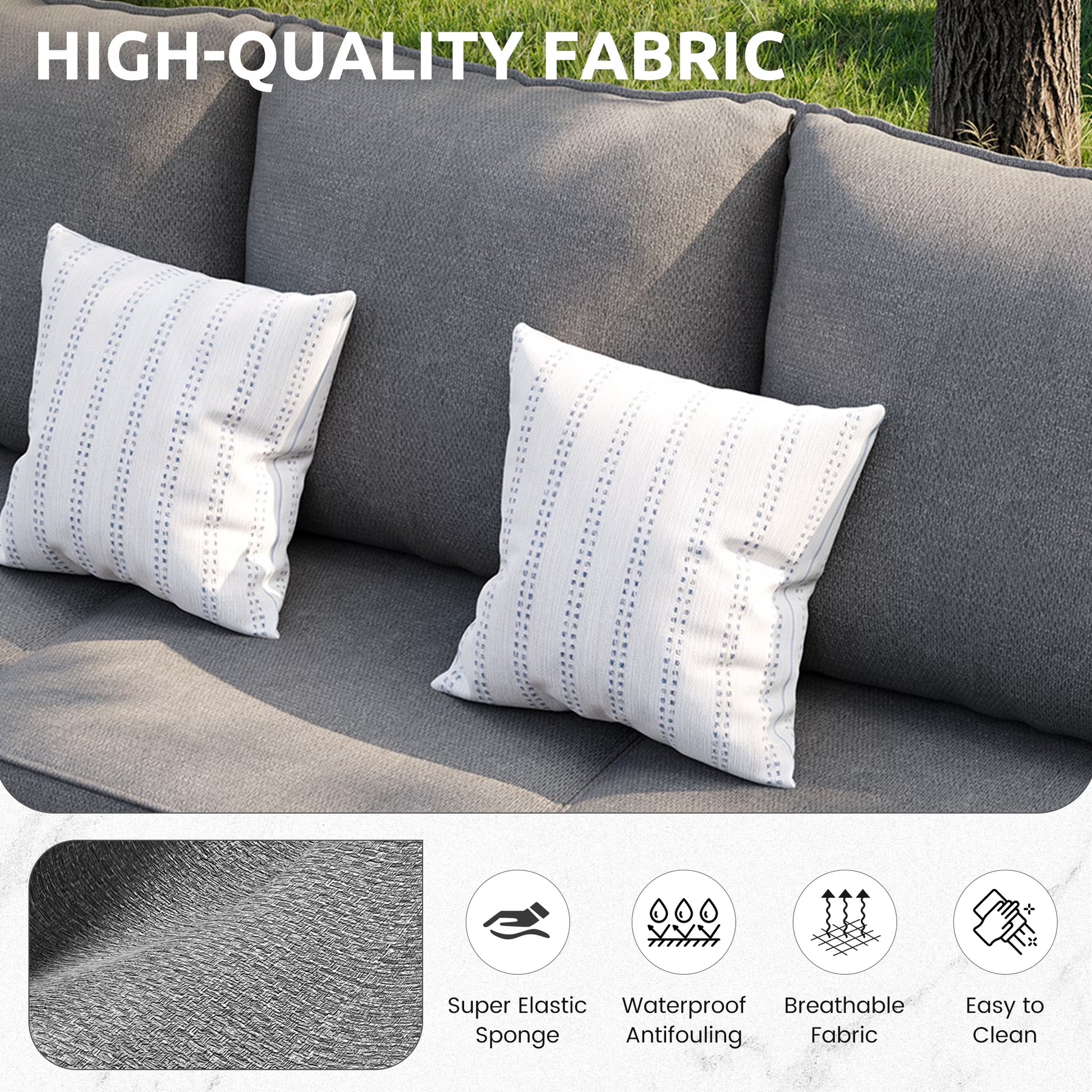 Aluminum Patio Furniture,Outdoor Metal Sectional Sofa with Table and Waterproof Covers,White Modern Patio Furniture Set for Garden Backyard