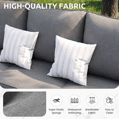 Aluminum Patio Furniture,Outdoor Metal Sectional Sofa with Table and Waterproof Covers,White Modern Patio Furniture Set for Garden Backyard