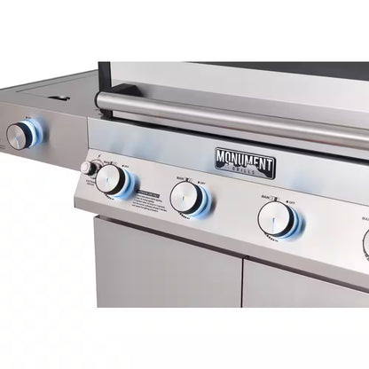 Denali 4-Burner Propane Gas Grill in Stainless with Clearview Lid, 3-Phase LED Controls and Side Burner