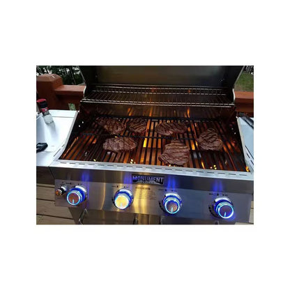 4-Burner Propane Gas Grill in Stainless with Clear View Lid, LED Controls, Side and Sear Burners