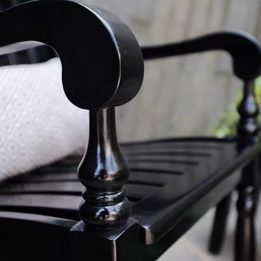 Bonn Oversized Black Wood Outdoor Rocking Chair