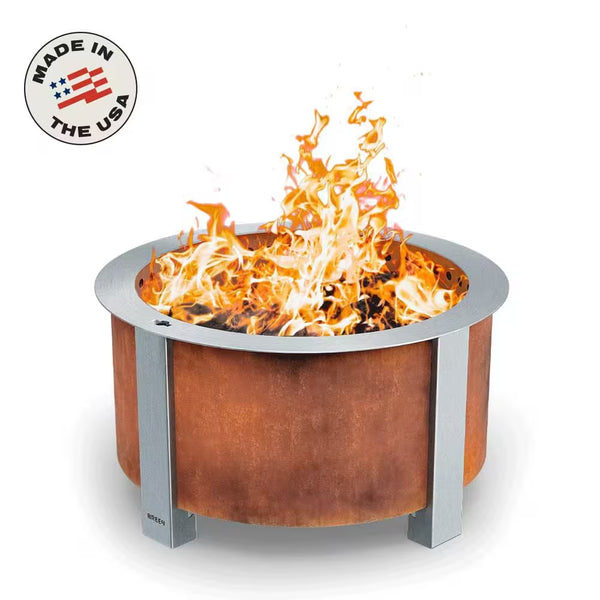 X-Series 24-Smokeless Fire Pit - Heavy-Gauge Steel Material - Compatible with Cooking and Grilling - Corten Steel