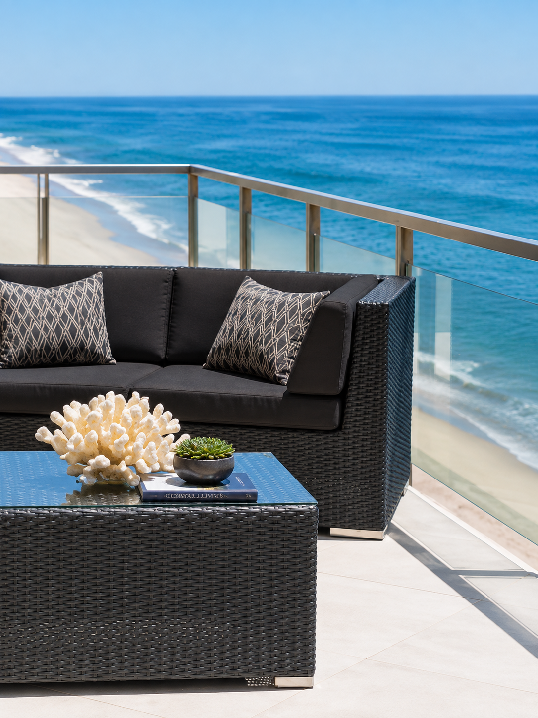 Black 20-Piece Wicker Patio Combo Conversation Set with Sunbrella Coal Cushions