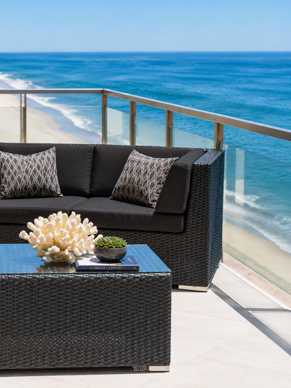 Black 20-Piece Wicker Patio Combo Conversation Set with Sunbrella Coal Cushions