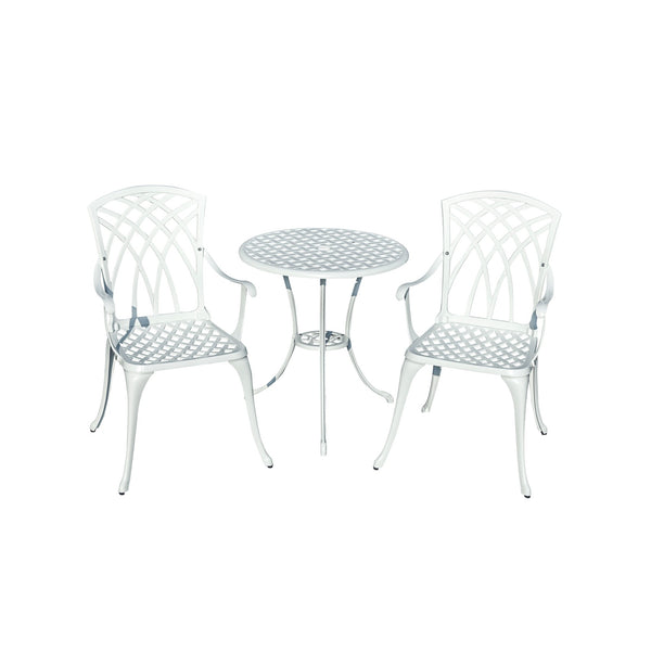 3 Pcs Bistro Set White Table 2 Chairs Outdoor Patio Furniture Weather Resistant