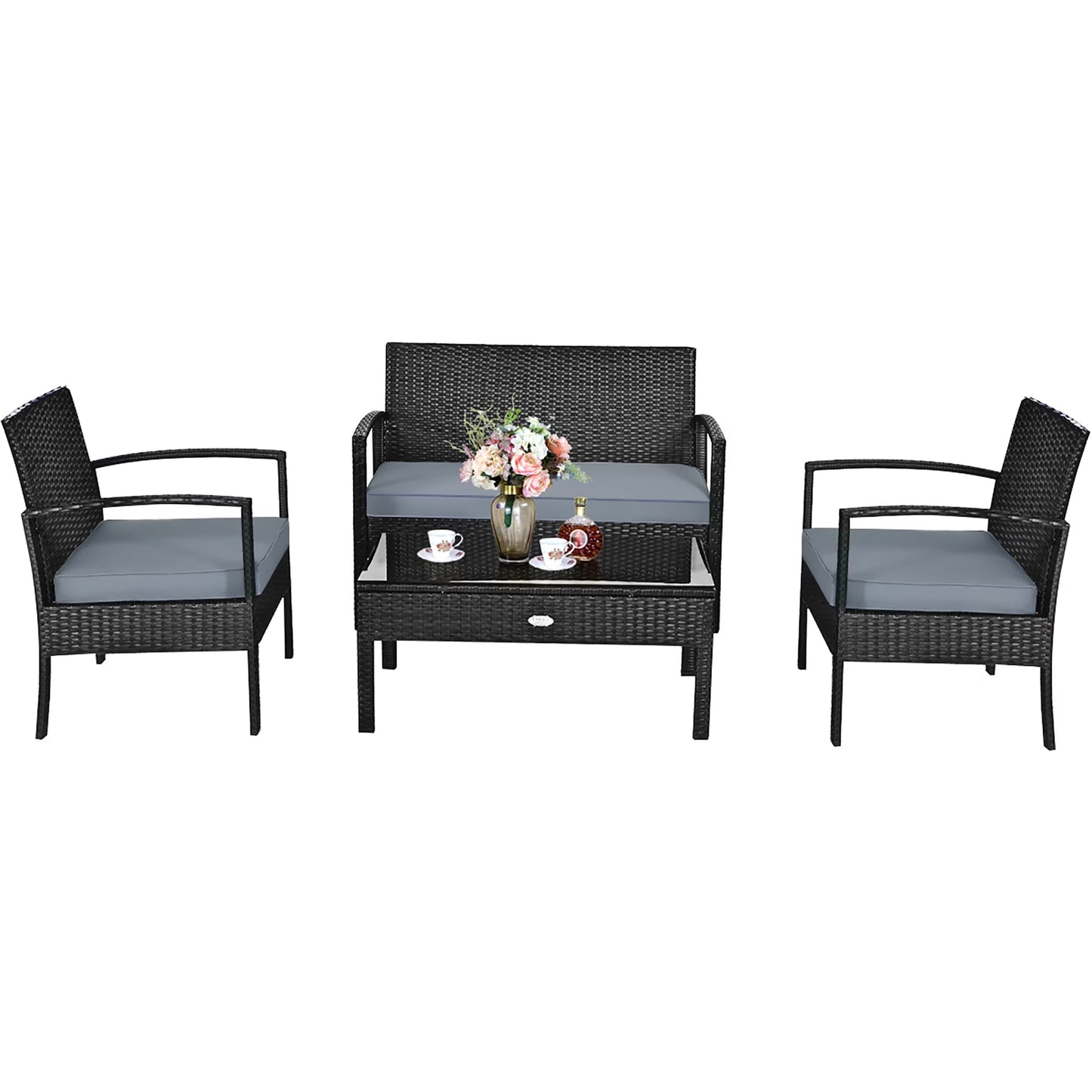 8PCS Patio Rattan Furniture Set Garden Deck