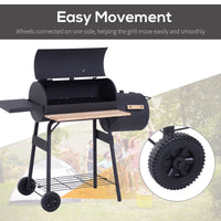 BBQ Grill Outsunny 48" Steel Portable Backyard Charcoal BBQ Grill and Offset Smoker Combo with Wheels,Portable Grill