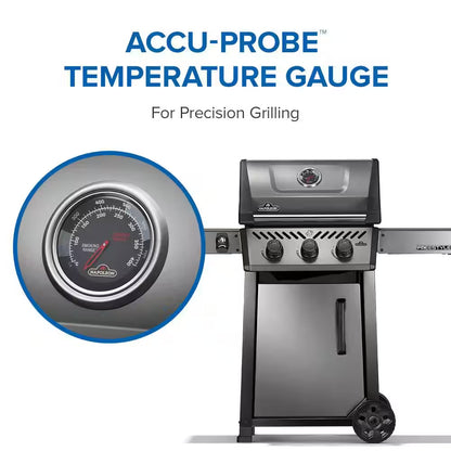 Freestyle 365 3-Burner Propane Gas Grill in Graphite Grey with Cast Iron Cooking Grids