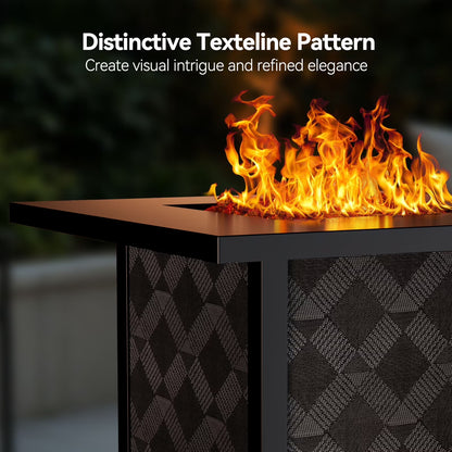 32" Propane Fire Pit, 50,000 BTU Square Gas Fire Pit Table for Patio Garden Party with Lava Rocks, Removable Lid, Csa-Certified
