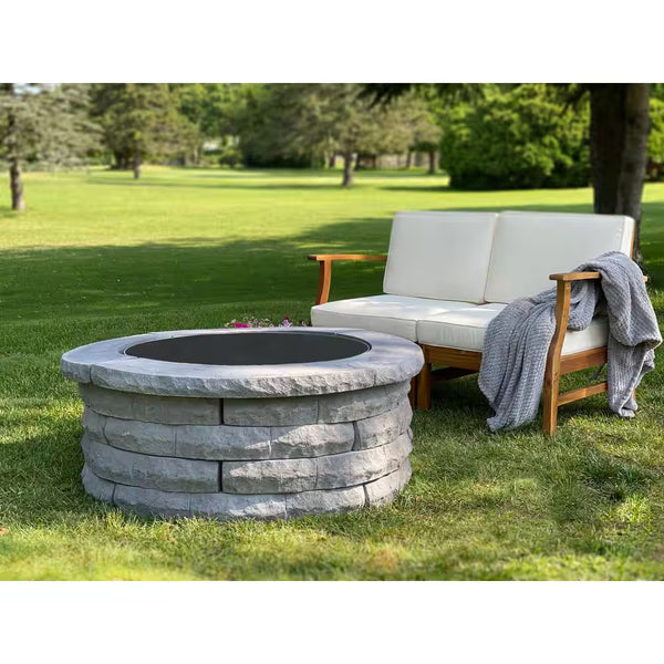 Ledgestone 47 In. X 18 In. round Concrete Wood Fuel Fire Pit Ring Kit Gray