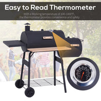 BBQ Grill Outsunny 48" Steel Portable Backyard Charcoal BBQ Grill and Offset Smoker Combo with Wheels,Portable Grill