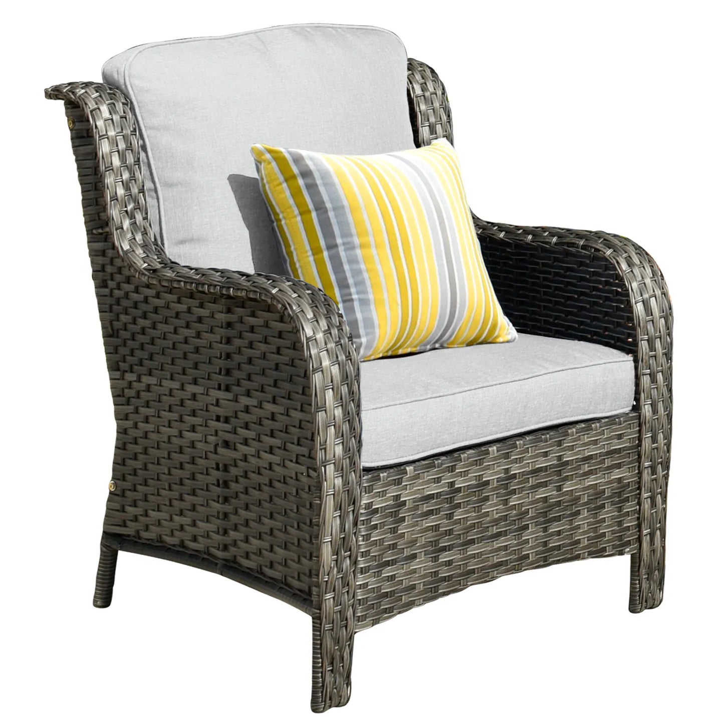 5 -Piece Wicker Patio Conversation Set with Gray Cushions Included