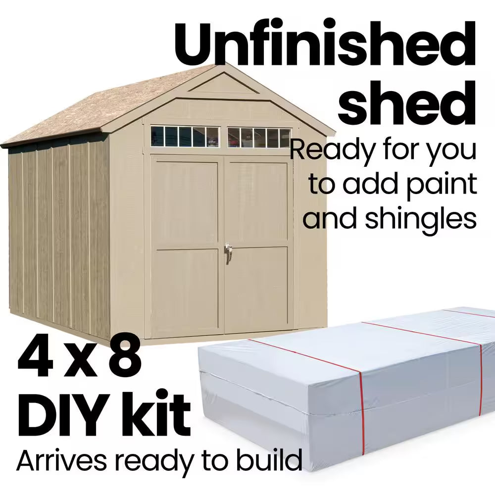 DIY Majestic 8 Ft. X 12 Ft. Pre-Cut Wood Shed without Floor - Outdoor Storage Kit with Wrap around Loft (96 Sq. Ft.)