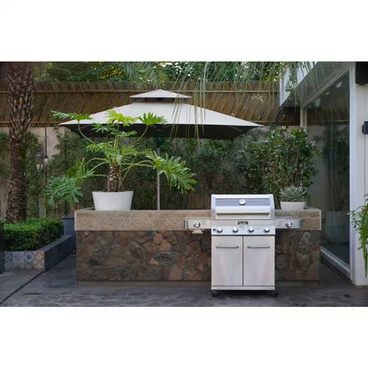 4-Burner Propane Gas Grill in Stainless with Clear View Lid, LED Controls, Side and Sear Burners