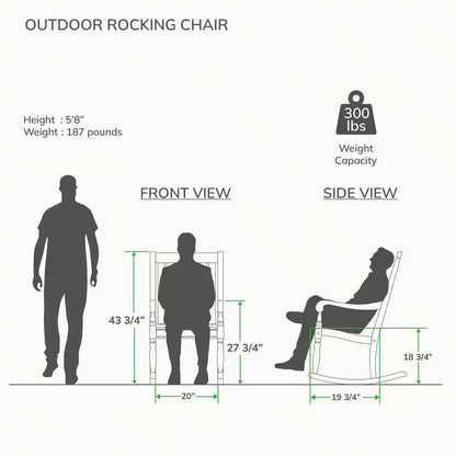 Bonn Oversized Black Wood Outdoor Rocking Chair