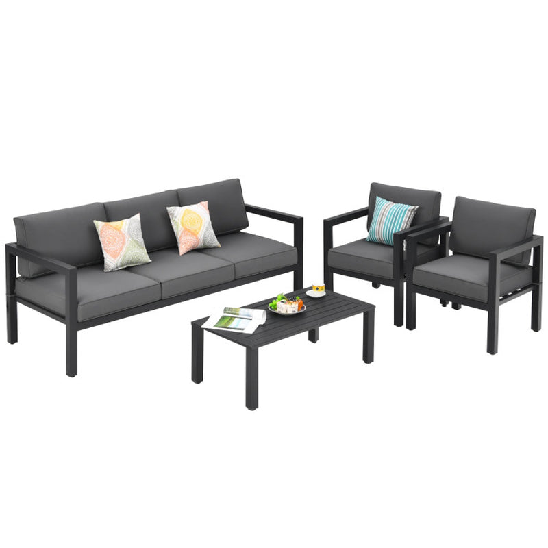 4 Pieces Outdoor Furniture Set for Backyard and Poolside