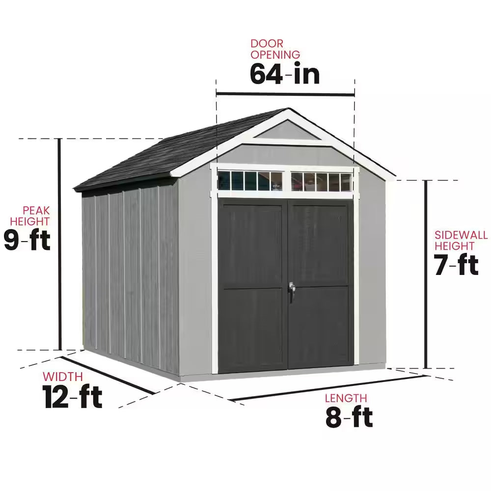 DIY Majestic 8 Ft. X 12 Ft. Pre-Cut Wood Shed without Floor - Outdoor Storage Kit with Wrap around Loft (96 Sq. Ft.)