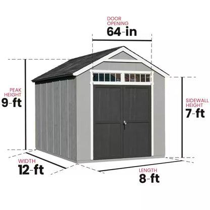 DIY Majestic 8 Ft. X 12 Ft. Pre-Cut Wood Shed without Floor - Outdoor Storage Kit with Wrap around Loft (96 Sq. Ft.)