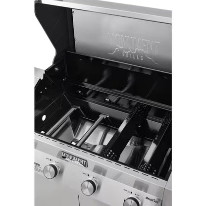 Denali 4-Burner Propane Gas Grill in Stainless with Clearview Lid, 3-Phase LED Controls and Side Burner