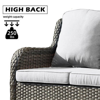 New Kenard 6 -Piece Rattan Patio Conversation Set with Gray Cushions Included