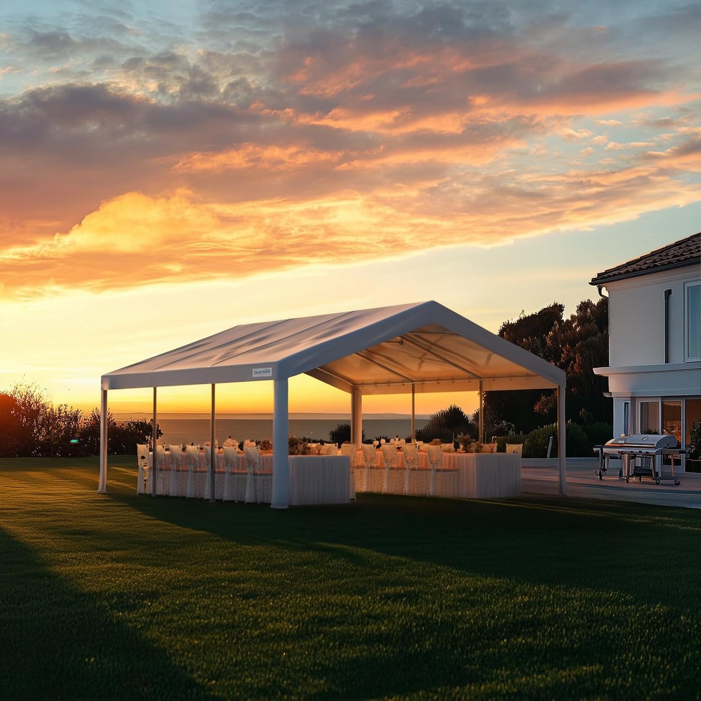 20X20Ft Heavy Duty Party Tent with Church Windows, Outdoor Event Shelter Tent for Parties, Wedding, Carport, Canopy, BBQ