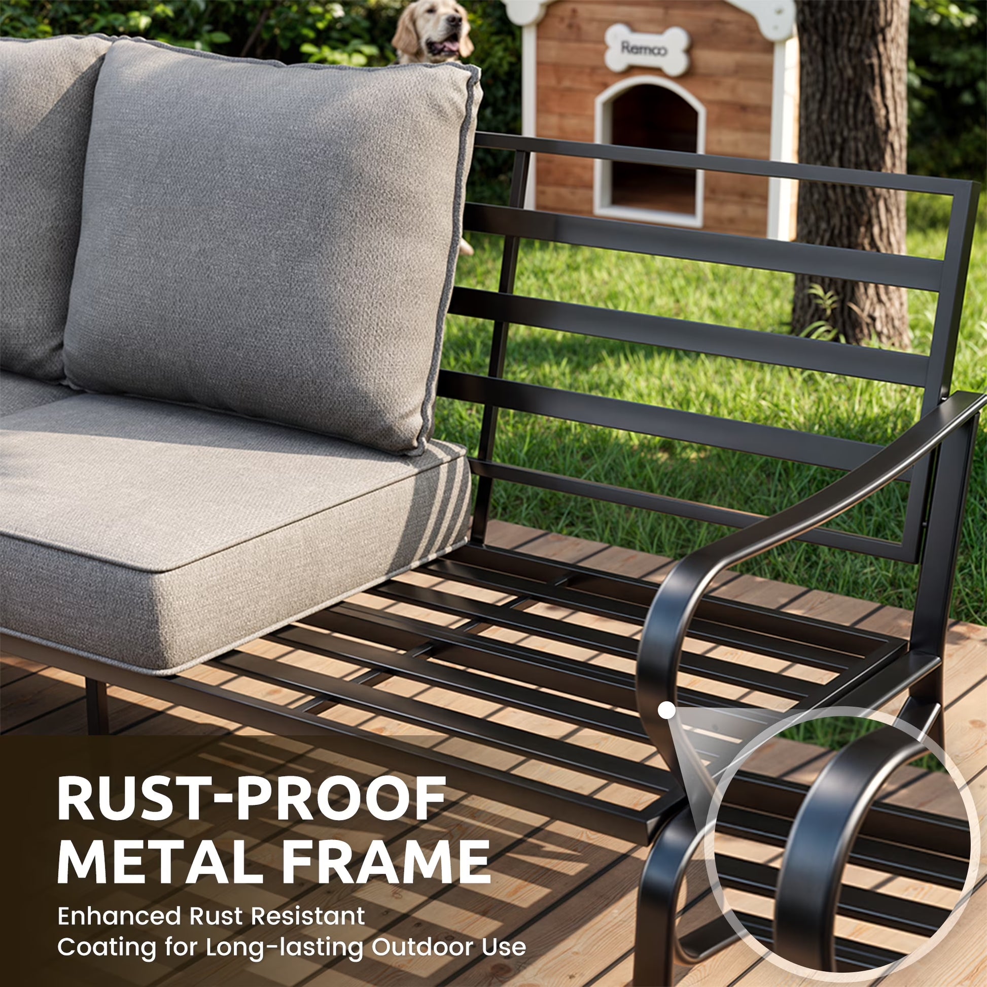 Aluminum Patio Furniture,Outdoor Metal Sectional Sofa with Table and Waterproof Covers,White Modern Patio Furniture Set for Garden Backyard