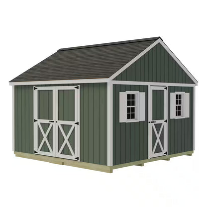Backyard Basecamp 12 Ft. X 12 Ft. Wood Shed Kit with Barn Doors, Extra Walk-In Door and Fortressfloor