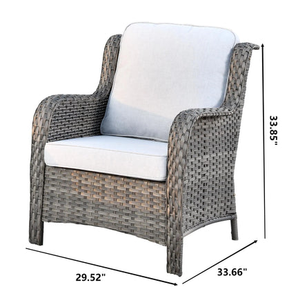 5 -Piece Wicker Patio Conversation Set with Gray Cushions Included
