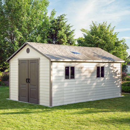 Polyethylene Storage Shed 176.9 Sq. Ft., 11 Ft. X 18.5 Ft. X 9.3 Ft., Tan/Brown (60355)