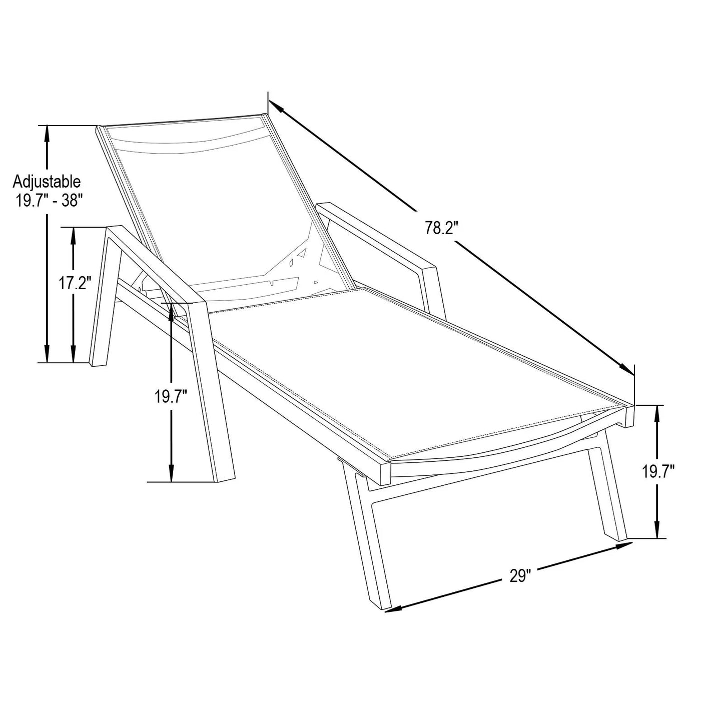 Marlin Patio Chaise Lounge Aluminum White Arms Set of 2 Dark Gray
