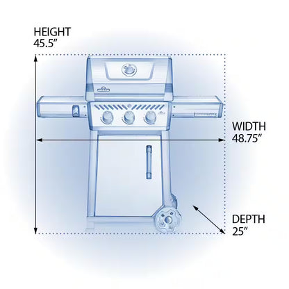 Freestyle 365 3-Burner Propane Gas Grill in Graphite Grey with Cast Iron Cooking Grids