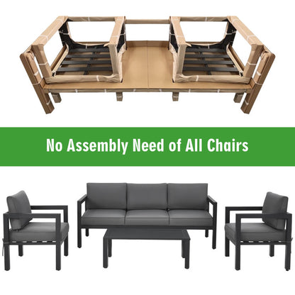 4 Pieces Outdoor Furniture Set for Backyard and Poolside