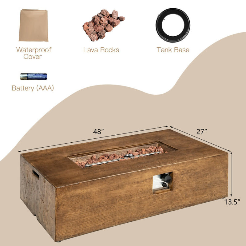 48 X 27 Inch Outdoor Gas Fire Pit Table 50,000 BTU with Lava Rocks and Cover
