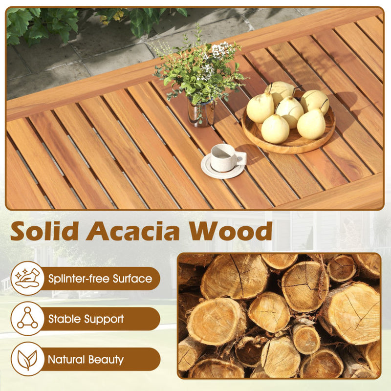 4 Pieces Outdoor Acacia Wood Conversation Set with Soft Cushions and Coffee Table