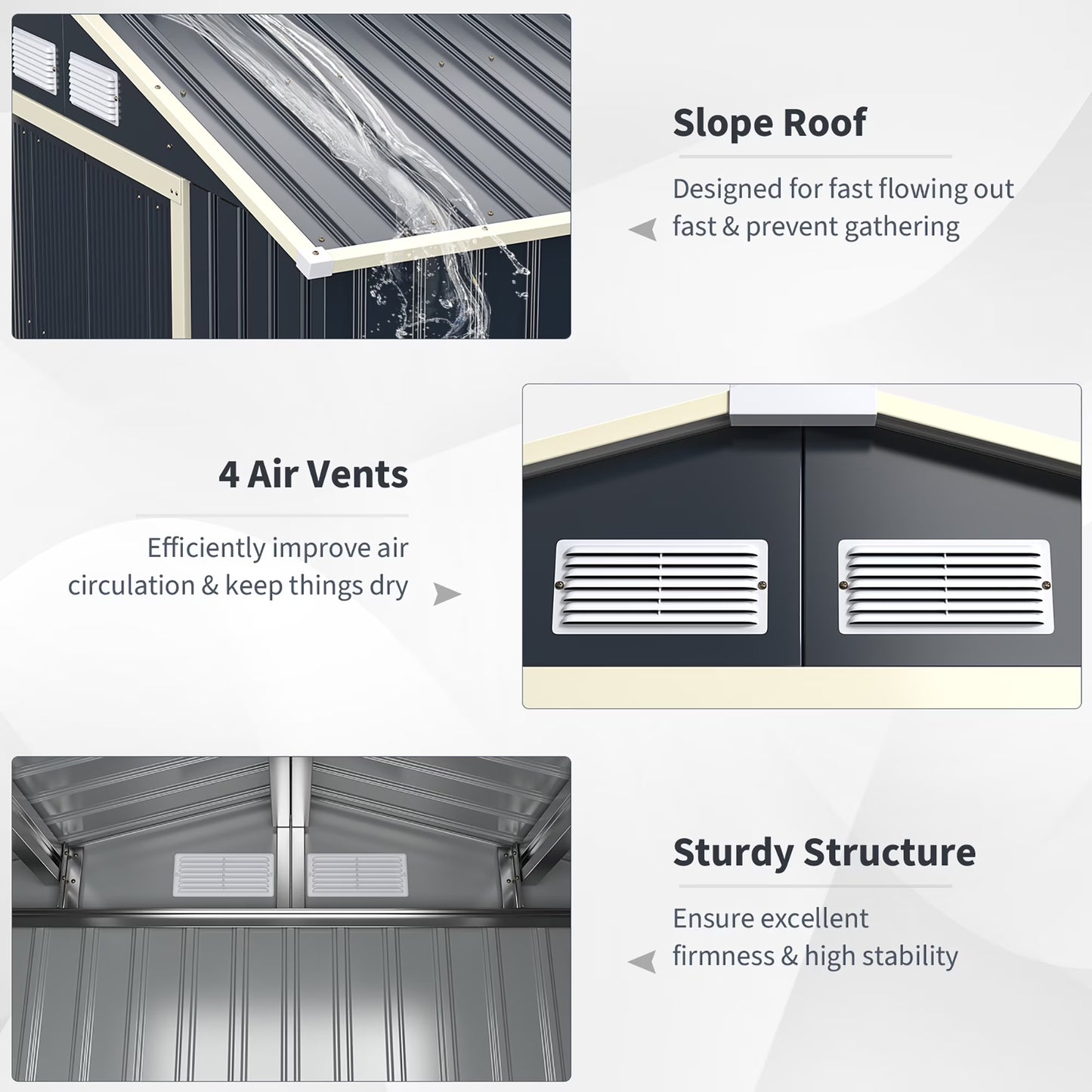 Metal Storage Shed for Garden and Tools W/Sliding Double Lockable Doors