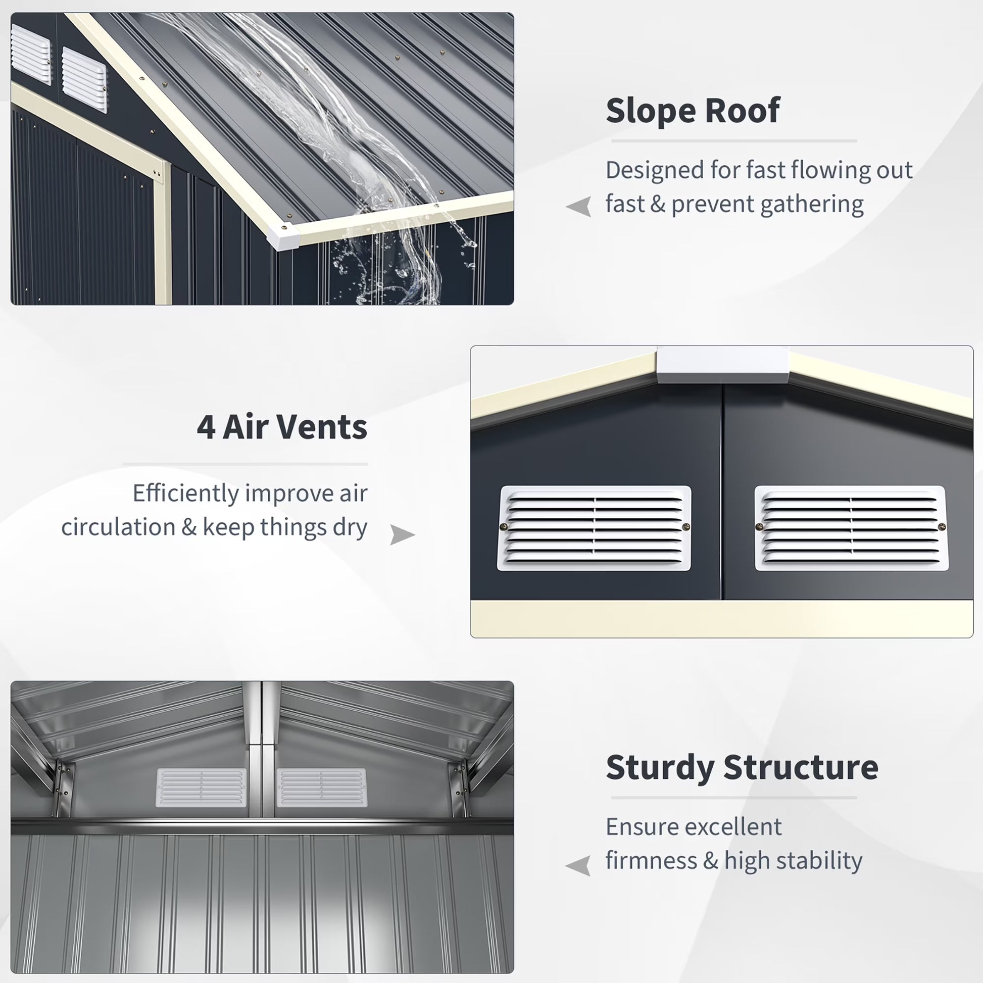 Metal Storage Shed for Garden and Tools W/Sliding Double Lockable Doors