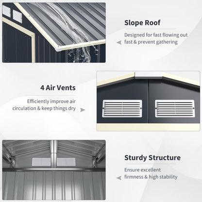 Metal Storage Shed for Garden and Tools W/Sliding Double Lockable Doors