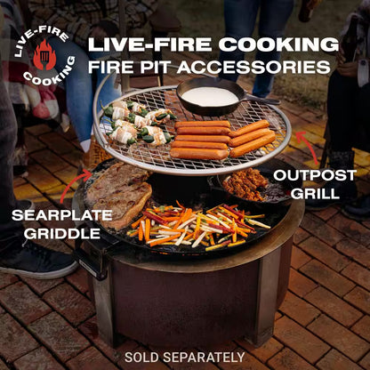 X-Series 24-Smokeless Fire Pit - Heavy-Gauge Steel Material - Compatible with Cooking and Grilling - Corten Steel